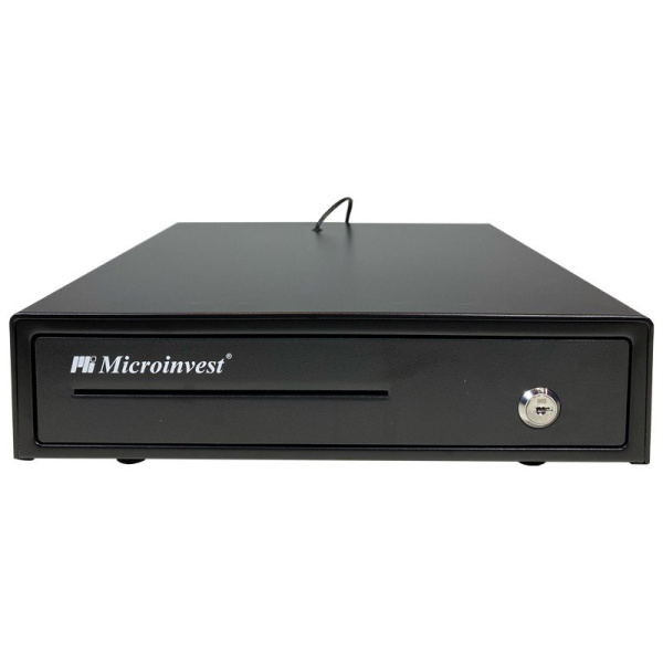 Денежный ящик Microinvewst LB-4042  автомат. 9V (работает с ККМ), 405*420*100, черный, большой  - торговое оборудование.